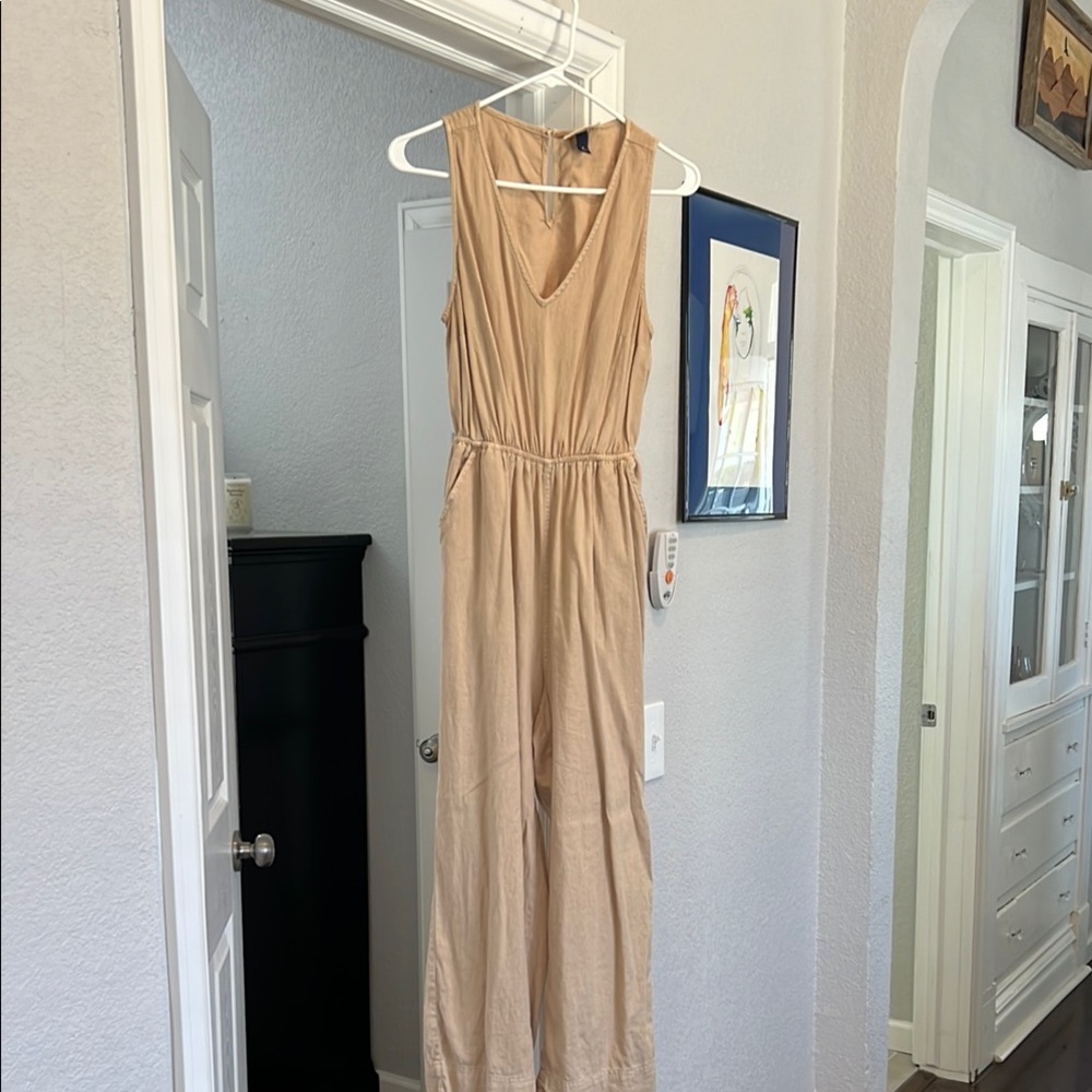 Elegant Tan Sleeveless Jumpsuit
